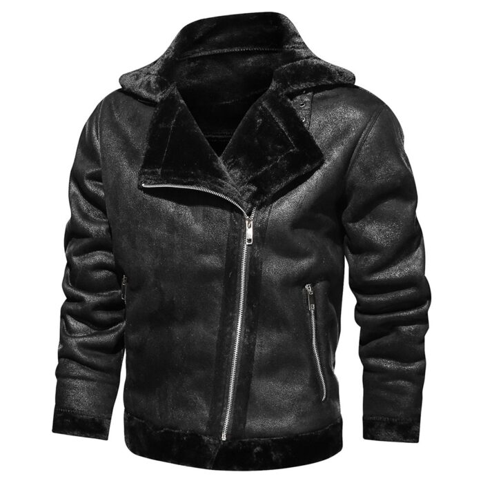 Retro Men Winter Suede Leather Jacket - Image 7