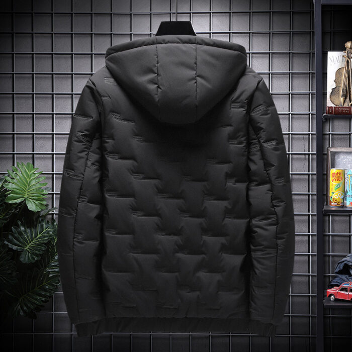 Men's Jacket Short Warm Hooded Cotton Jacket Men - Image 4