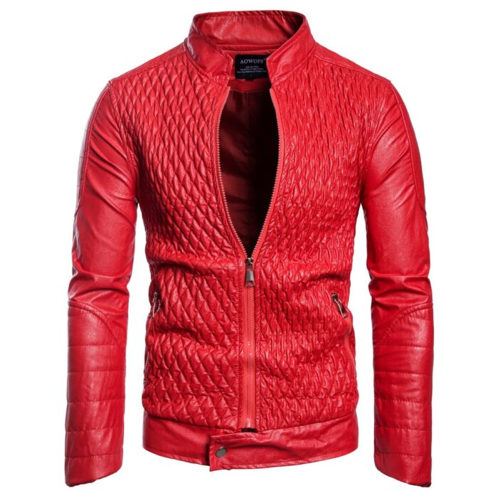 Long Sleeve Zipper Cardigan Jacket Leather Jacket Leather Coat - Image 3