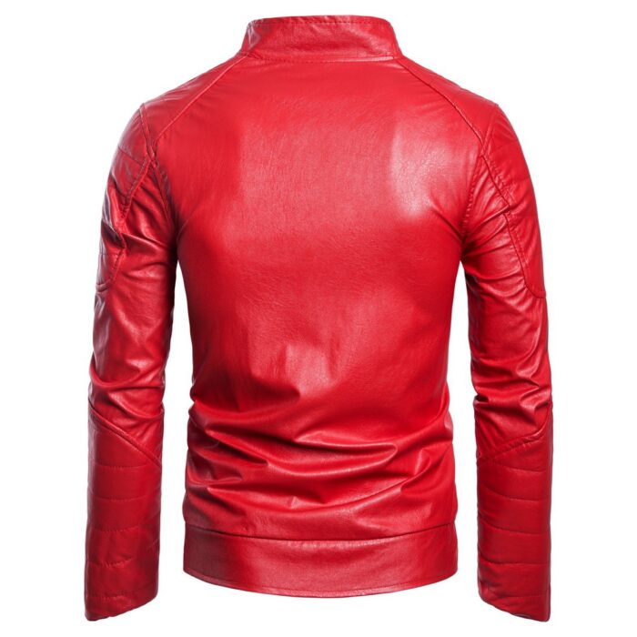 Long Sleeve Zipper Cardigan Jacket Leather Jacket Leather Coat - Image 4