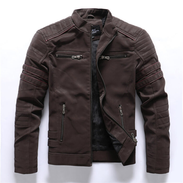 Men's leather washed leather jacket - Image 3