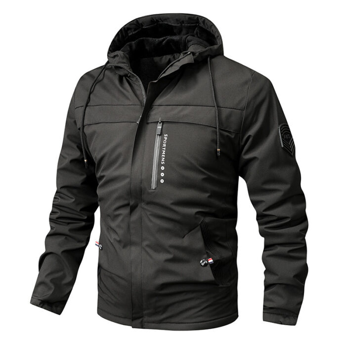 Winter New Plus Size Fleece Hooded Jacket Outdoor Casual Men's Jackets Shell Jacket - Image 6