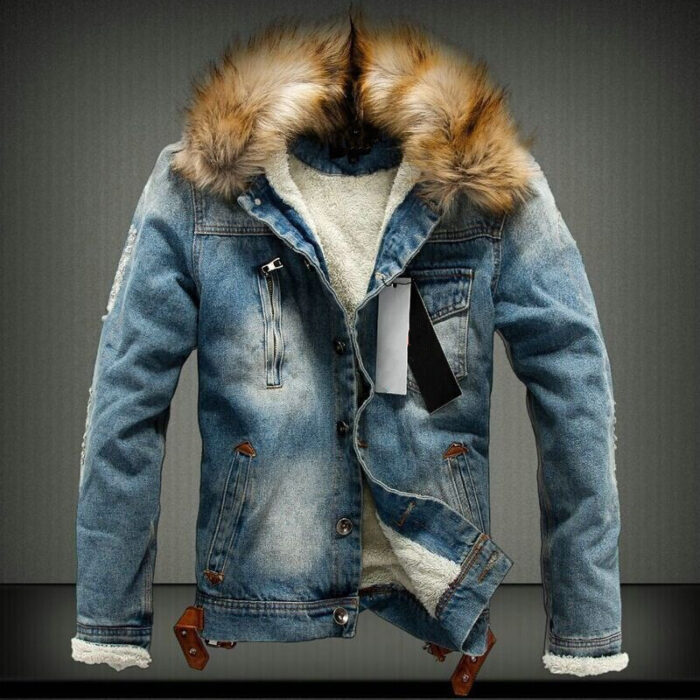 Plus velvet thickening youth denim jacket - Image 3