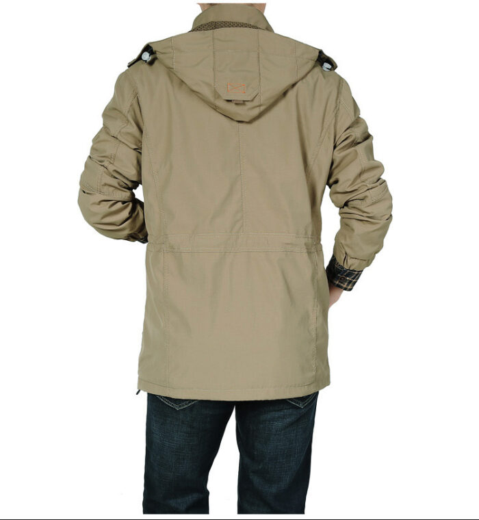 Spring thin Jacket jacket Men's casual outdoor waterproof breathable long hooded stand collar Jackets men 086 - Image 5