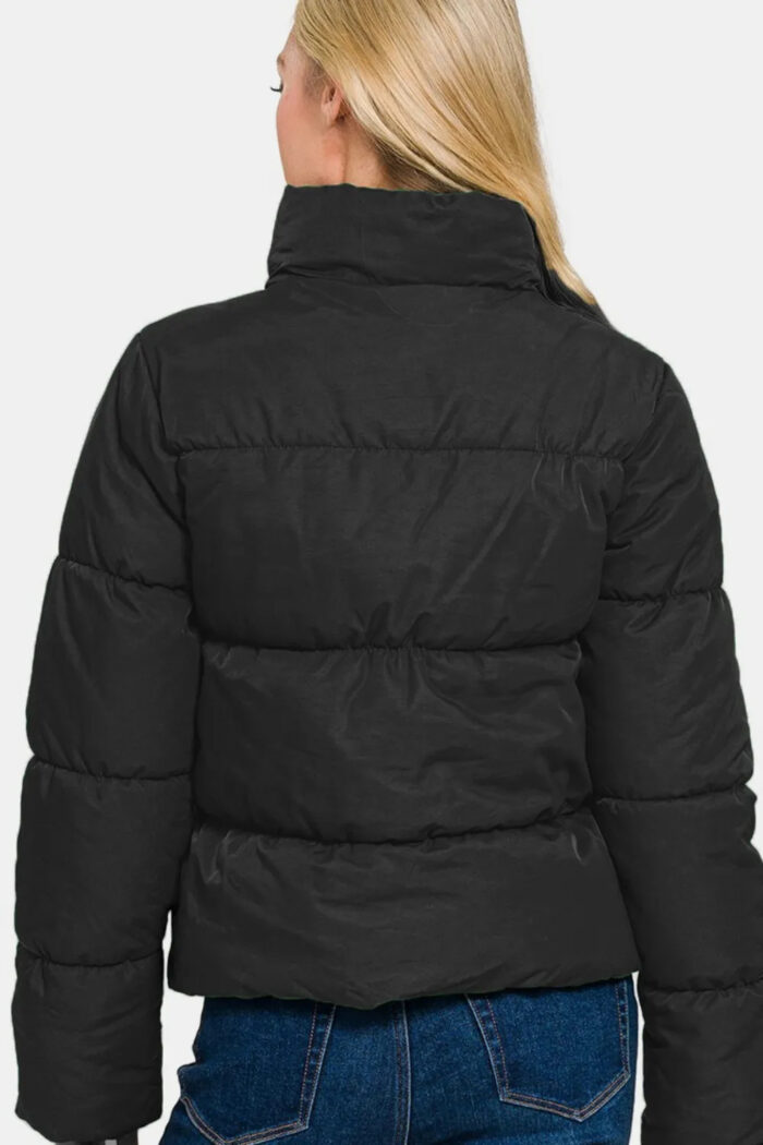 Zenana Zip Up Turtleneck Puffer Jacket With Pockets - Image 2