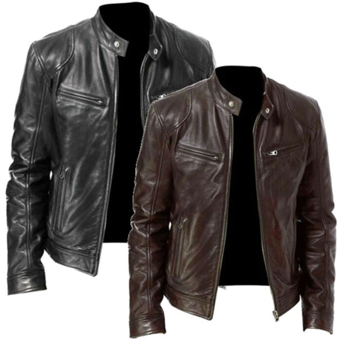 PU Leather Jacket Slim Leather Jacket - Image 5