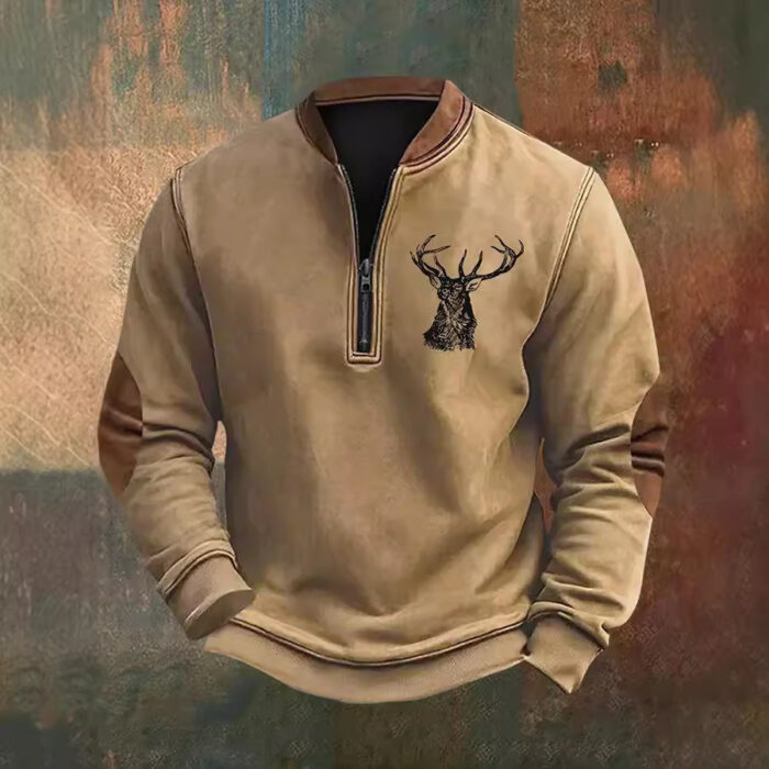 Polo Buckle Sweater 3D Printing Men's Half Zipper Printing - Image 5