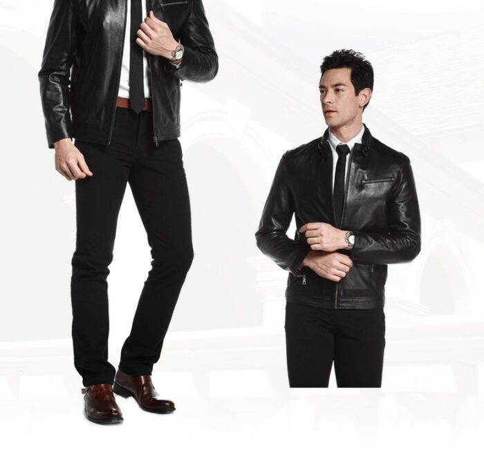 Men's leather leather jacket - Image 5