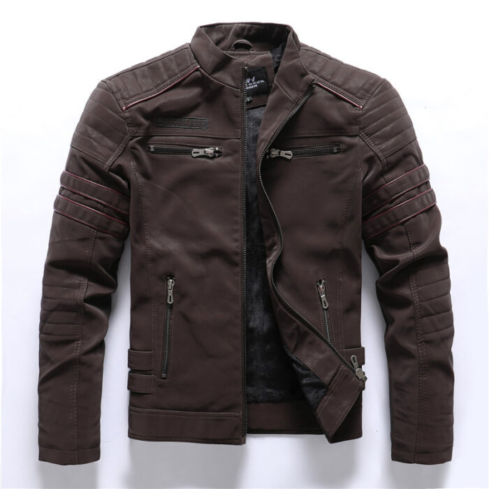 Men Fashion Pu Leather Jackets Coats - Image 3