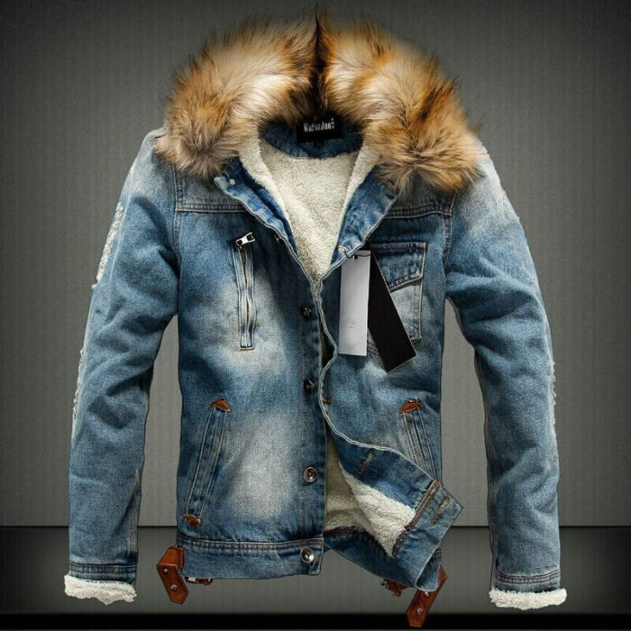 Plus velvet thickening youth denim jacket - Image 4