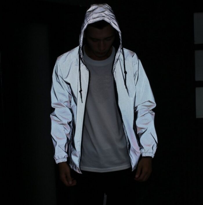 Reflective Jacket Hip Hop Autumn Windbreaker Night Sporting Coat Homme Reflective Mesh Jackets Fluorescent Clothing