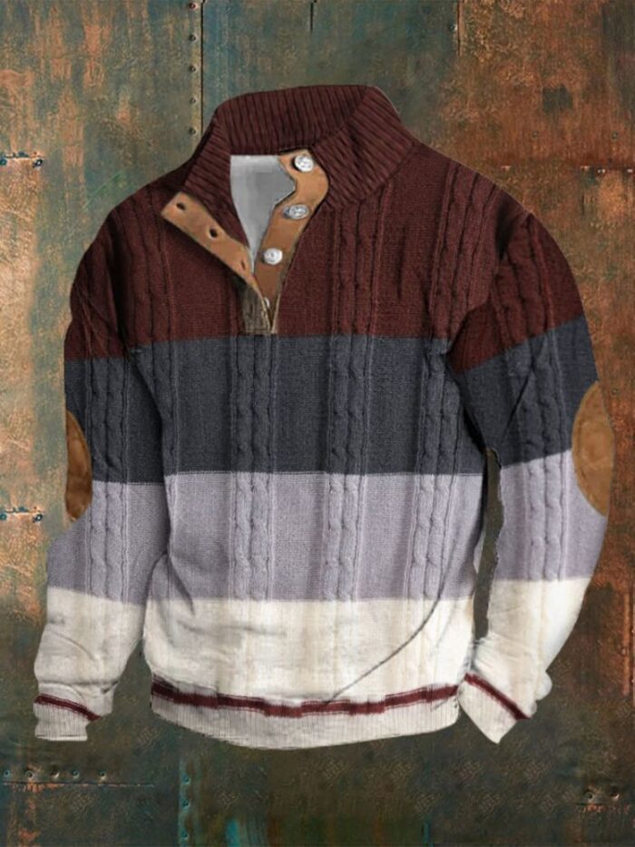 Digital Printing Turtleneck Half Zipper Sweater For Men - Image 7