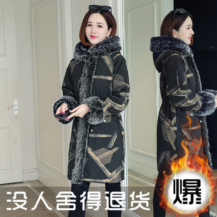 Parka Fur Female Large Fur Collar Cotton Clothes - Image 4