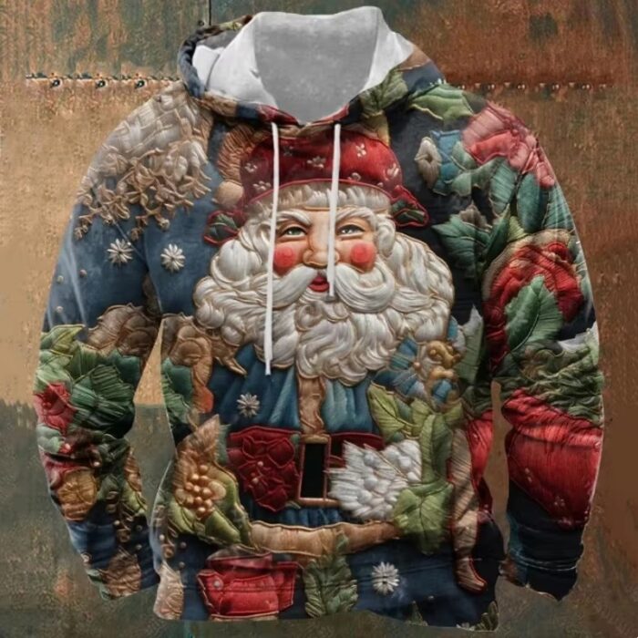 Printed Men's Cartoon Hooded Christmas Sweater - Image 3