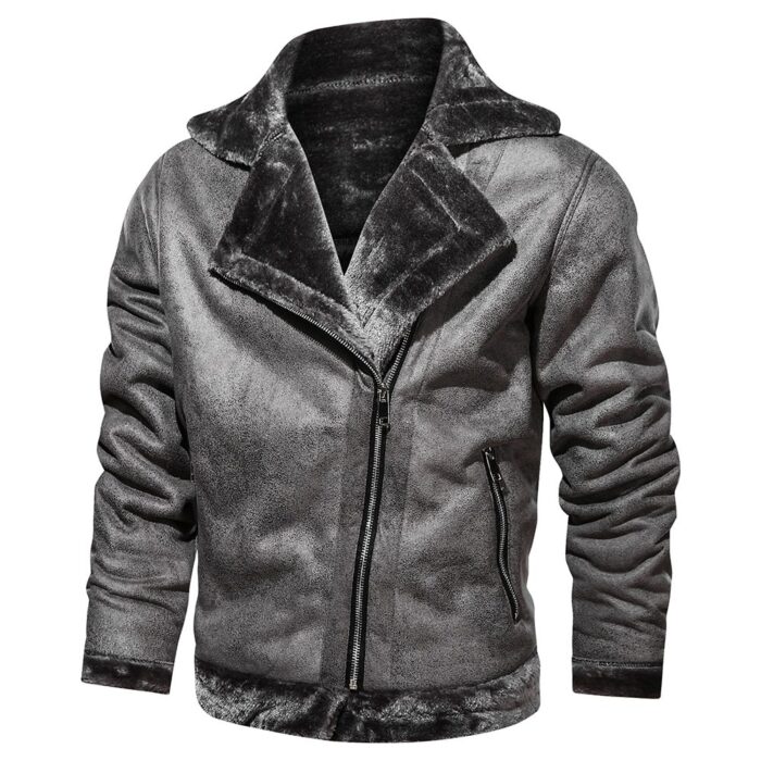 Retro Men Winter Suede Leather Jacket - Image 6