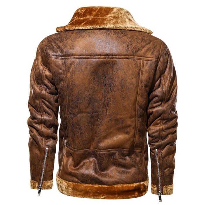 Retro Men Winter Suede Leather Jacket - Image 4