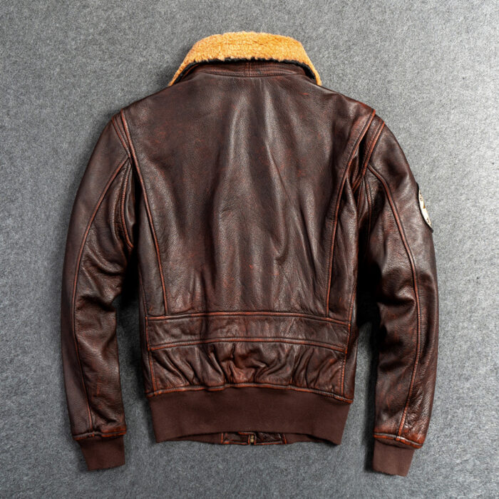 Men's Genuine Leather G1 First Layer Leather Motorcycle Jacket - Image 5