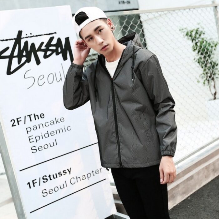 Reflective Jacket Hip Hop Autumn Windbreaker Night Sporting Coat Homme Reflective Mesh Jackets Fluorescent Clothing - Image 3