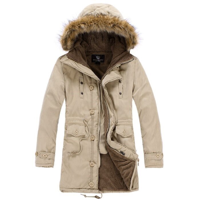 Men's Warm Overcoat Winter Coat Parka Cotton Jackets - Image 3