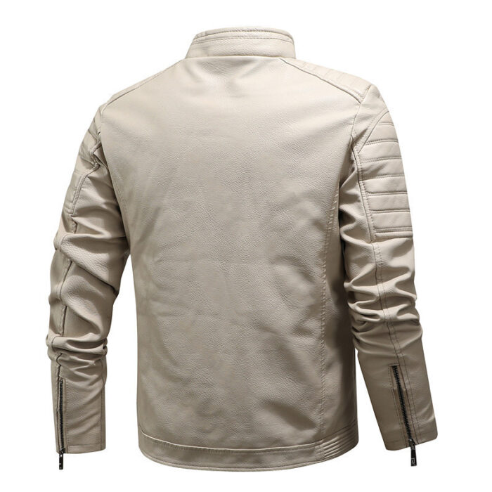 Leather Men's Leather Jacket Youth Motorcycle Leather Jacket Plus Velvet Thickening - Image 3