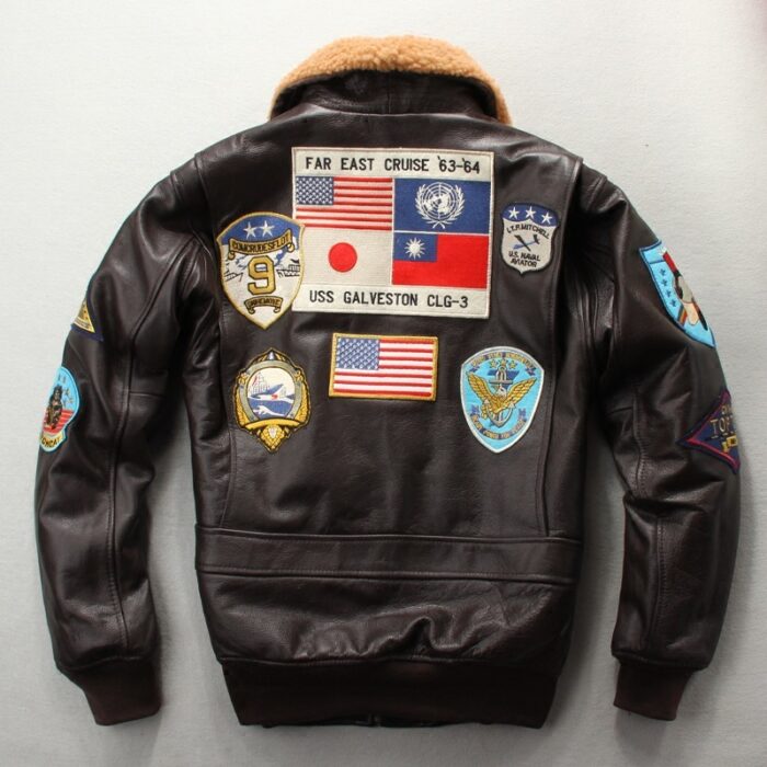 Men's Embroidered Leather Leather Motorcycle Jacket - Image 4