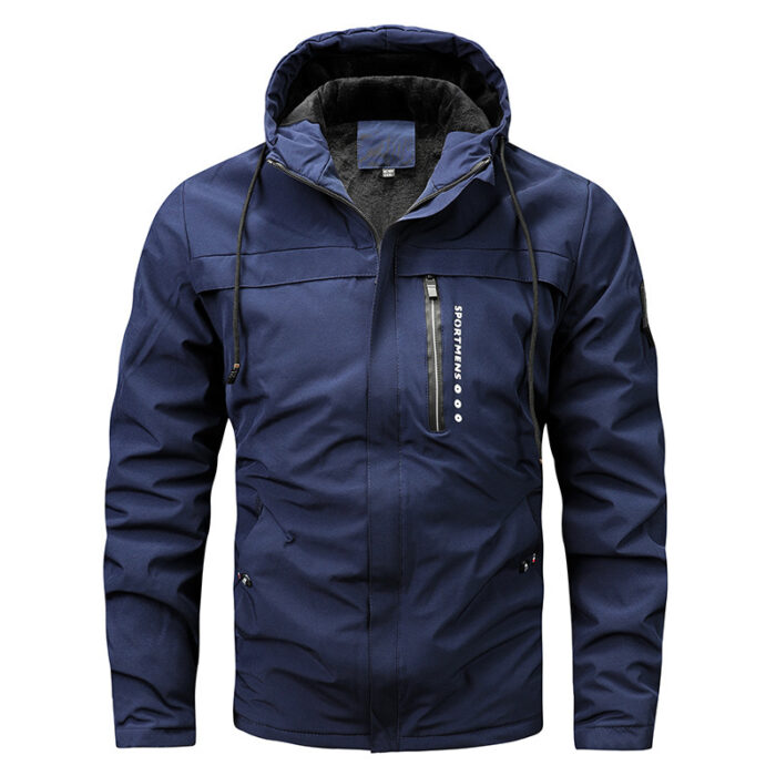 Winter New Plus Size Fleece Hooded Jacket Outdoor Casual Men's Jackets Shell Jacket - Image 4