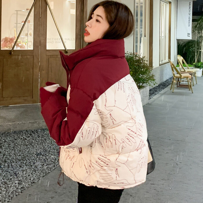 Short Korean Style Trend Multicolor Bread Coat - Image 5