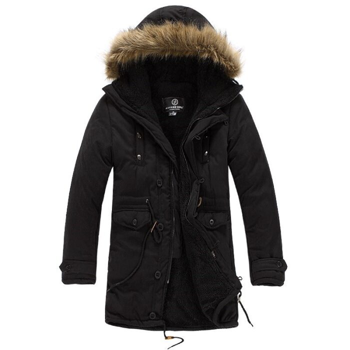 Men's Warm Overcoat Winter Coat Parka Cotton Jackets - Image 5