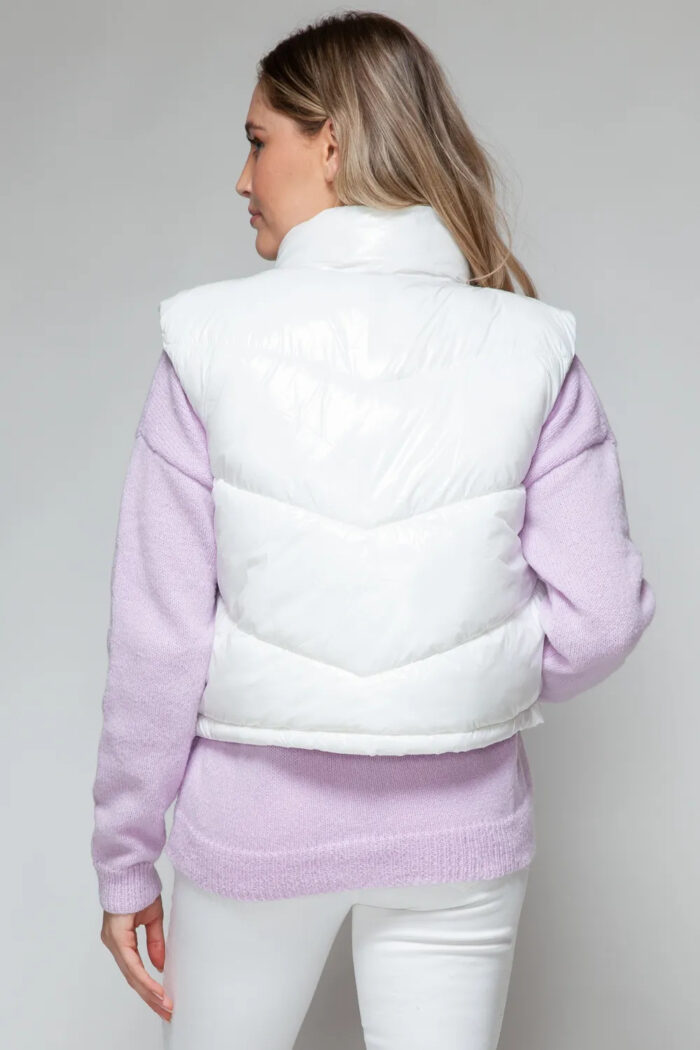 Snobbish Zip Up Turtleneck Shiny Quilted Vest - Image 5