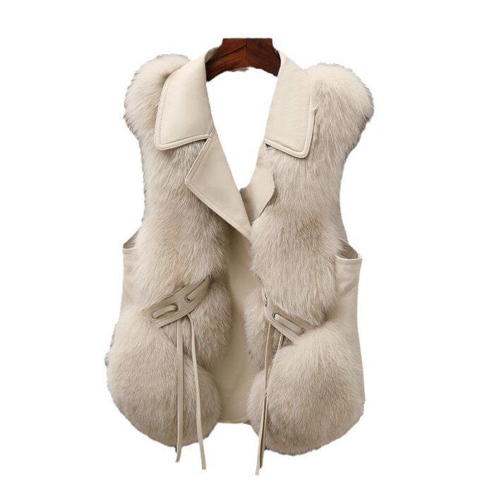 Fur Vest Short Coat Autumn And Winter New Patchwork Winter Fox Fur Jacket Women Short Artificial Fur Coat Elegant Female Warm Vest - Image 5