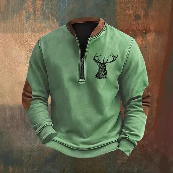 Polo Buckle Sweater 3D Printing Men's Half Zipper Printing - Image 2