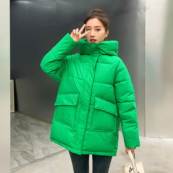 Winter Hooded Candy Color Loose And Warm Short Down Cotton Jacket Coat - Image 3