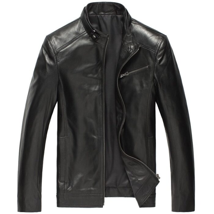 Men's leather leather jacket - Image 4