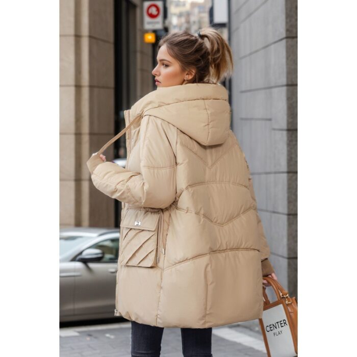 Winter Warm Hooded Coat With Pockets Fashion Solid Color Thicken Straight Cotton Jacket For Women Outerwear Clothing - Image 7