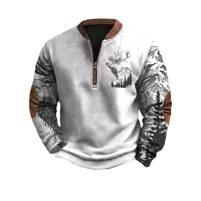 Polo Buckle Sweater Men's 3D Printing Half Zipper - Image 3