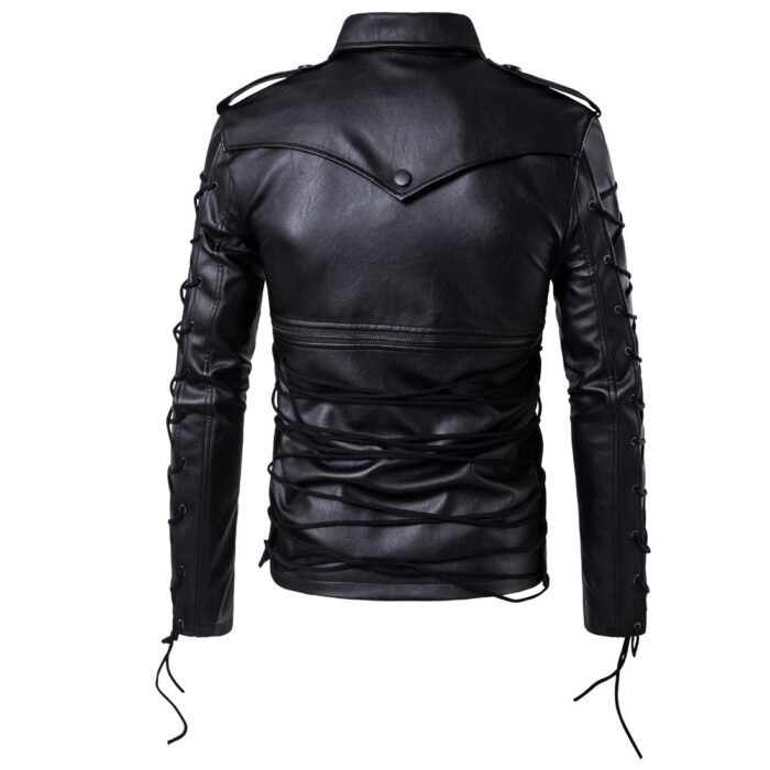 Men's Motorcycle Leather Jacket - Image 5