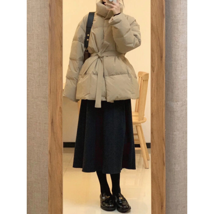 Waist-controlled Lace-up Cotton Coat Jacket Women - Image 4