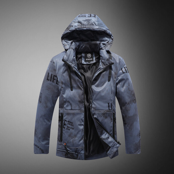 Men Winter Jacket With Velvet Pattern - Image 5