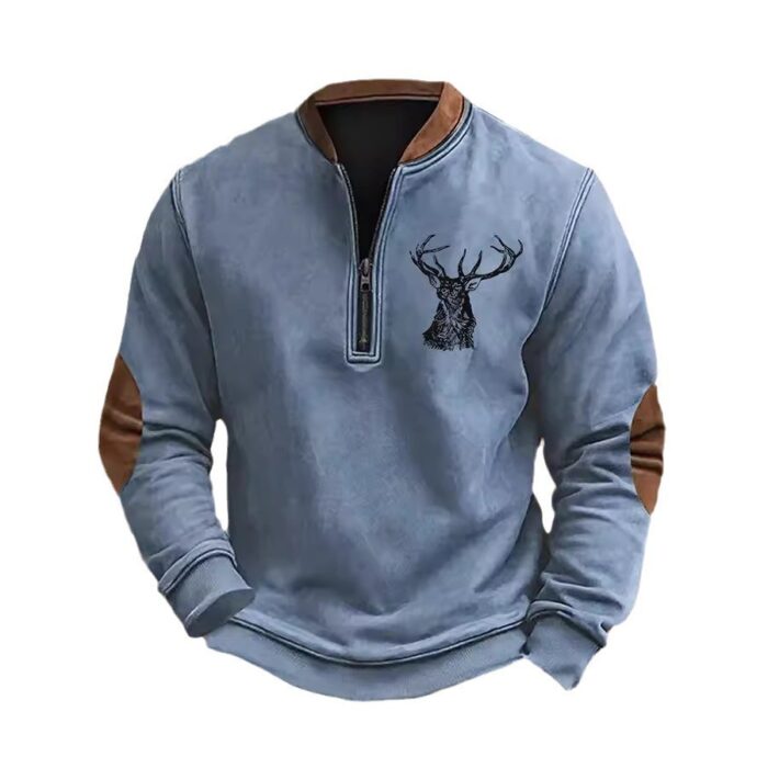 Polo Buckle Sweater 3D Printing Men's Half Zipper Printing - Image 3