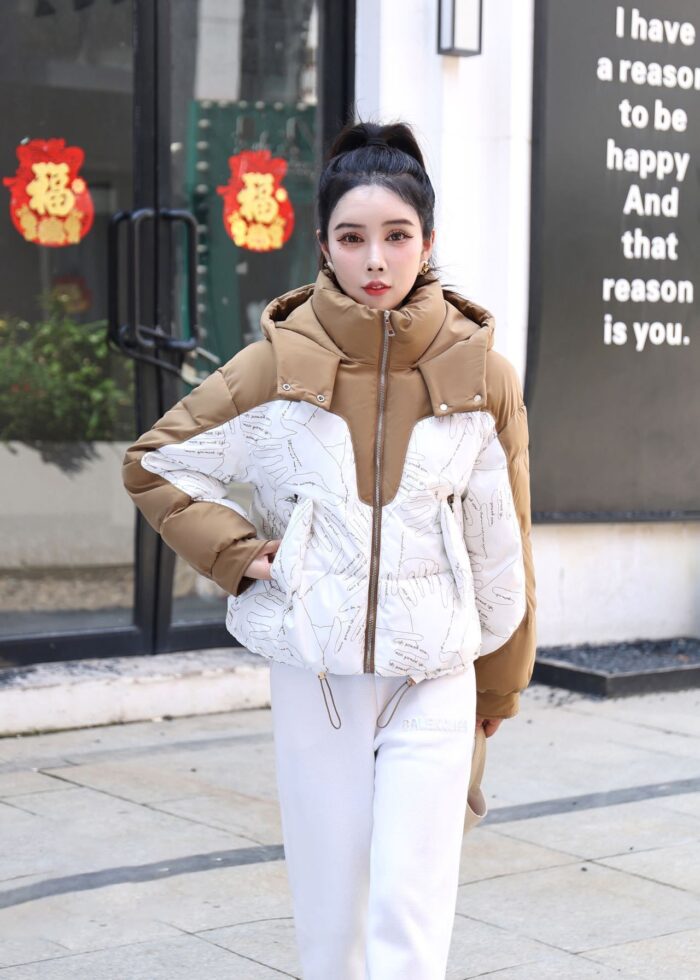 Short Korean Style Trend Multicolor Bread Coat - Image 8