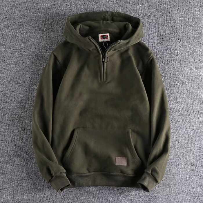 Thickened Half Zipper Open Collar Hooded Trend Men's Sweater - Image 2