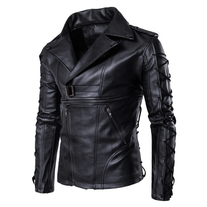 Men's Motorcycle Leather Jacket - Image 2