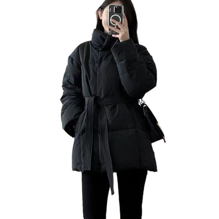 Waist-controlled Lace-up Cotton Coat Jacket Women - Image 5