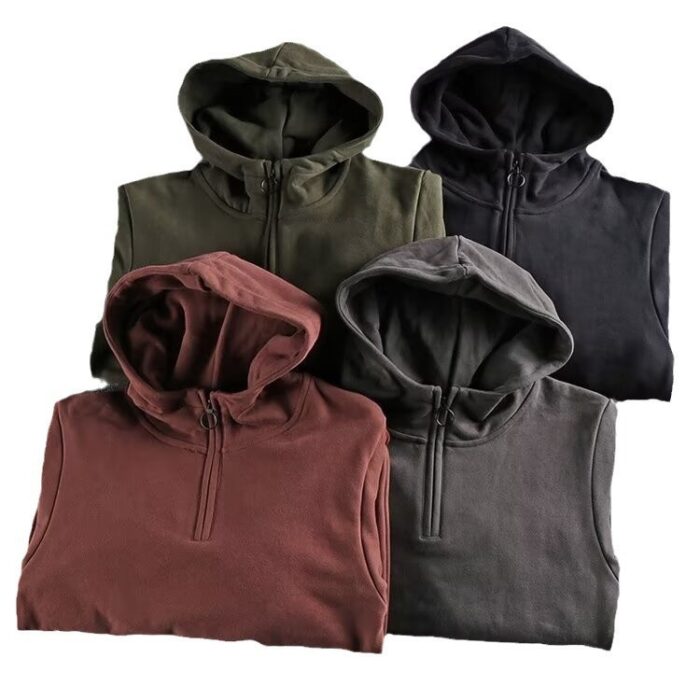 Thickened Half Zipper Open Collar Hooded Trend Men's Sweater - Image 5