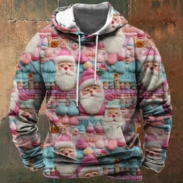 Printed Men's Cartoon Hooded Christmas Sweater - Image 4