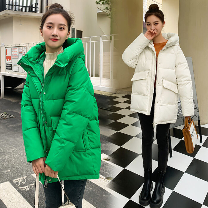 Winter Hooded Candy Color Loose And Warm Short Down Cotton Jacket Coat - Image 10