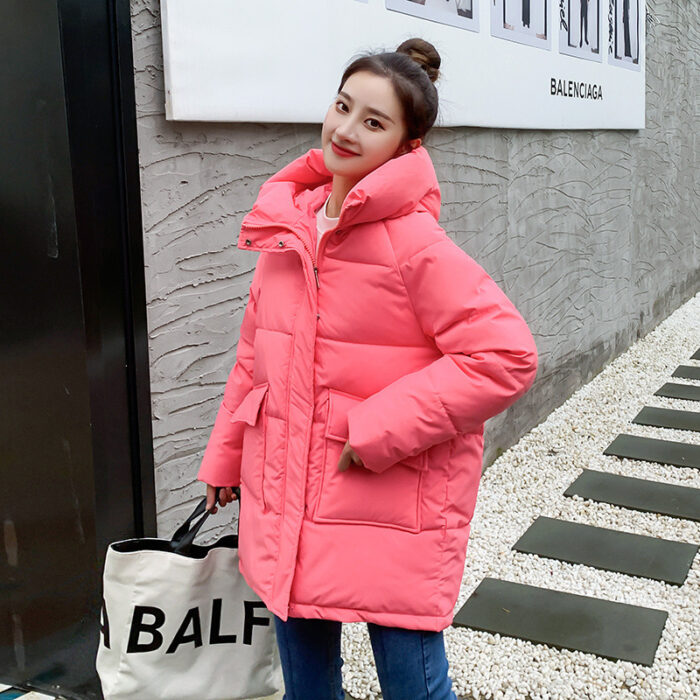 Winter Hooded Candy Color Loose And Warm Short Down Cotton Jacket Coat - Image 5